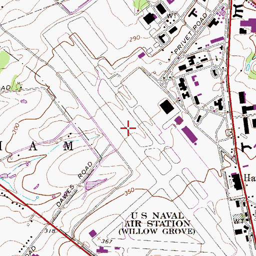 Topographic Map of Naval Air Station Willow Grove, PA