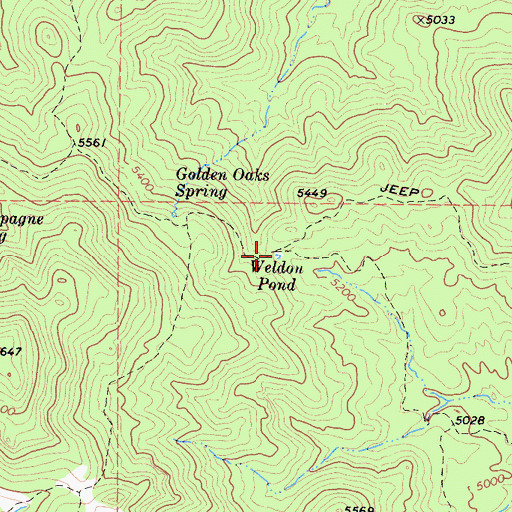Topographic Map of Weldon Pond, CA