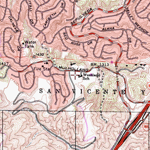 Topographic Map of Westland School, CA