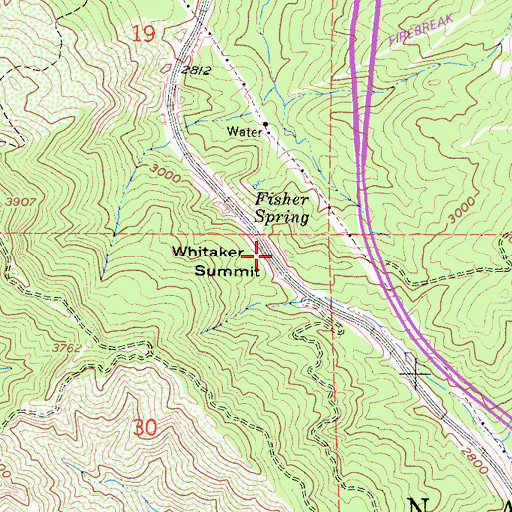 Topographic Map of Whitaker Summit, CA