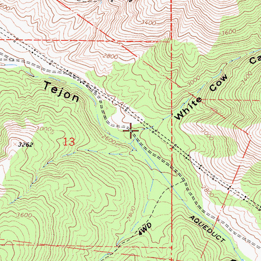 Topographic Map of White Cow Canyon, CA