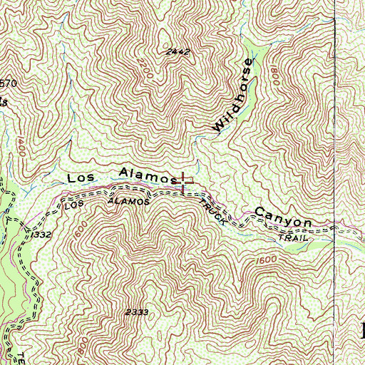 Topographic Map of Wildhorse Canyon, CA