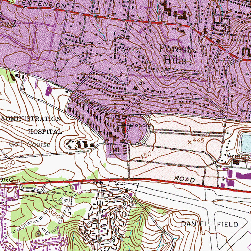 Topographic Map of Oliver General Hospital (historical), GA