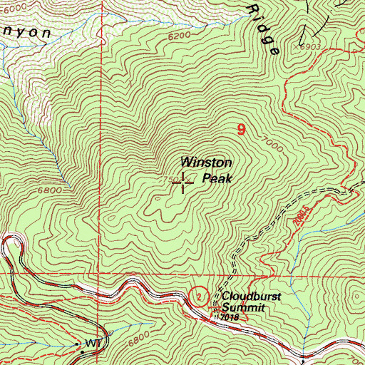 Topographic Map of Winston Peak, CA