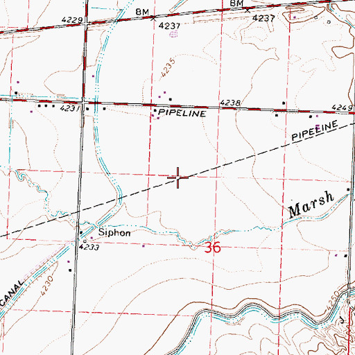 Topographic Map of J 2 B Lateral, ID