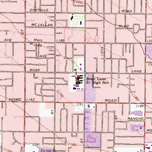 Topographic Map of Madison Rose Lane Elementary School, AZ