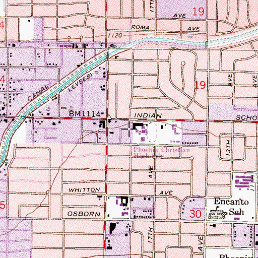 Topographic Map of Phoenix Christian Elementary School, AZ
