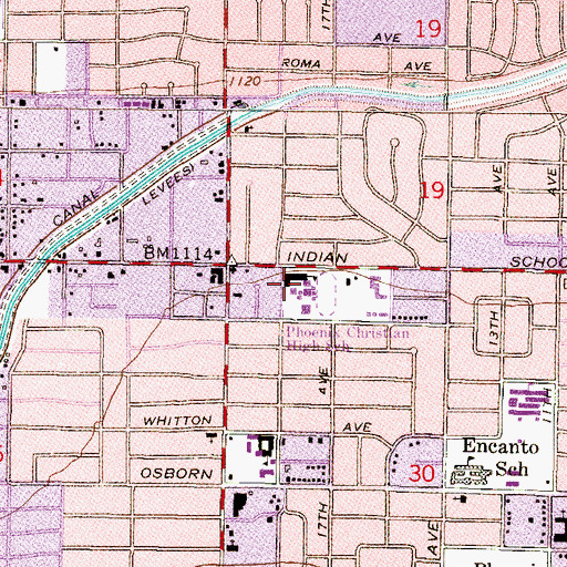 Topographic Map of Phoenix Christian Academy, AZ