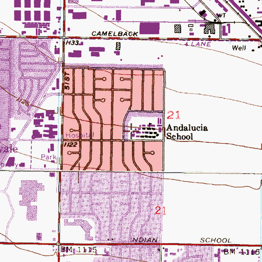 Topographic Map of Andalucia Middle School, AZ