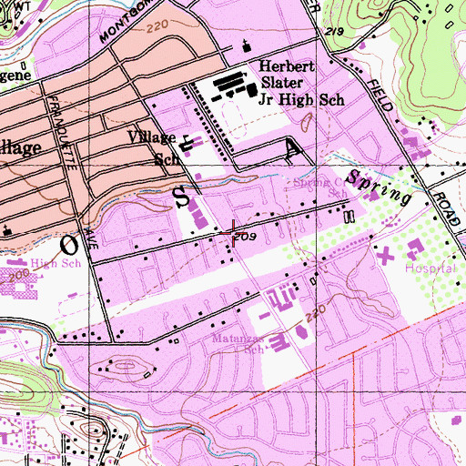 Topographic Map of Merryhill School, CA