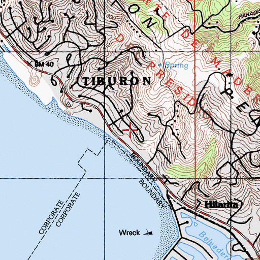 Topographic Map of Saint Hilary School, CA