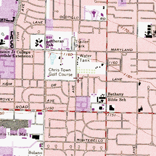 Topographic Map of Villa Novena, AZ