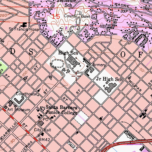 Topographic Map of El Montecito School, CA