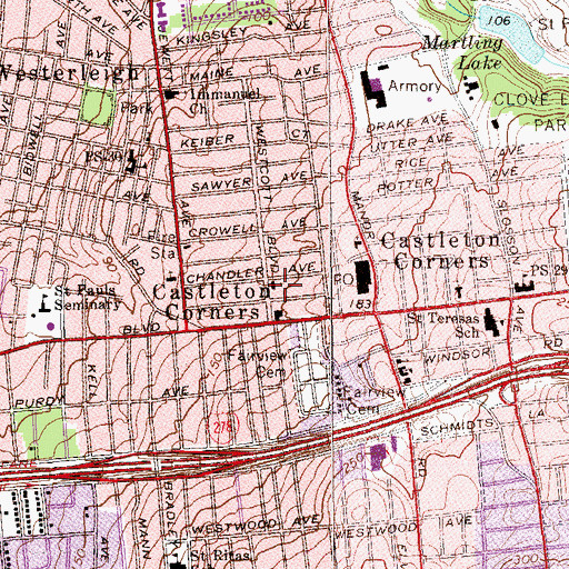Topographic Map of Bethany Lutheran Brethren Church, NY