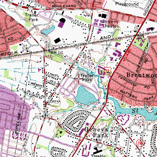 Topographic Map of Geneva Mobile Home Park, VA