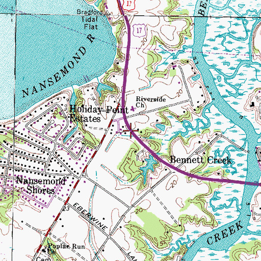 Topographic Map of The Village Church, VA