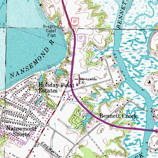 Topographic Map of Nansemond River Baptist Church, VA