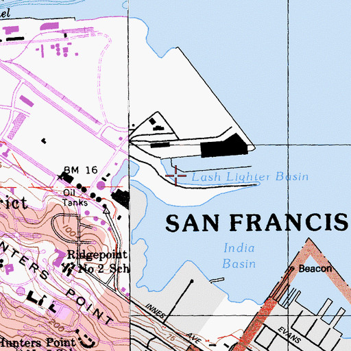 Topographic Map of Lash Lighter Basin, CA