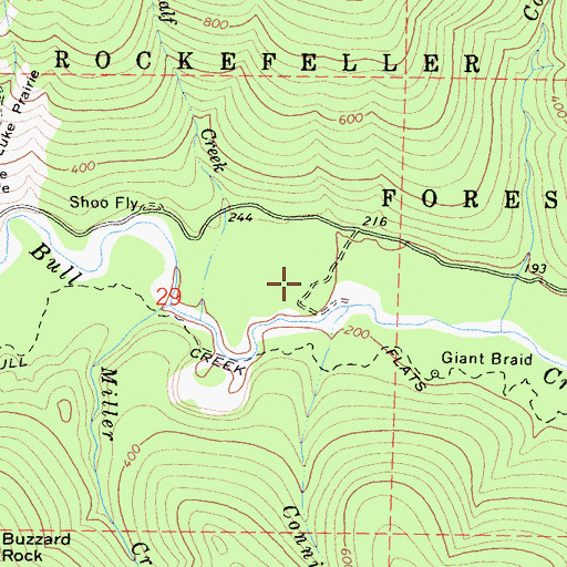 Topographic Map of Bull Creek Flat, CA