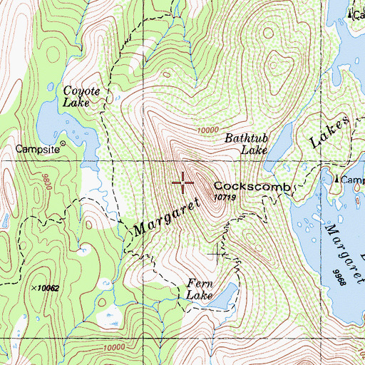 Topographic Map of Cockscomb, CA