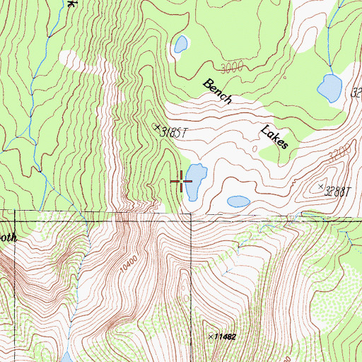 Topographic Map of Bench Lakes, CA