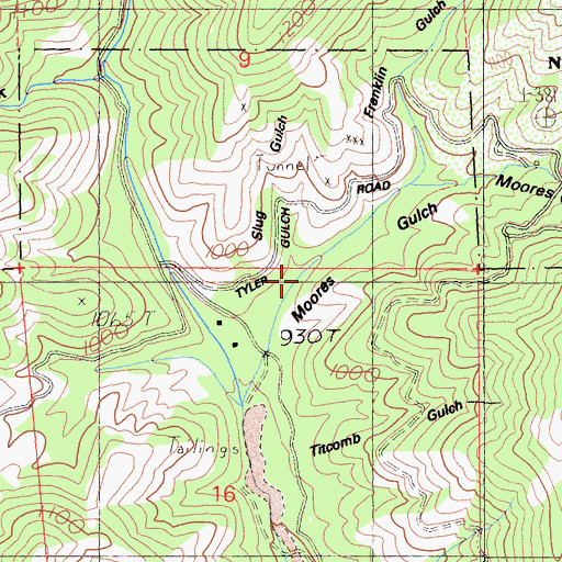 Topographic Map of Slug Gulch, CA