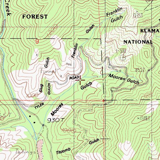 Topographic Map of Franklin Gulch, CA
