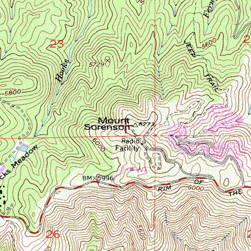 Topographic Map of Mount Sorenson, CA