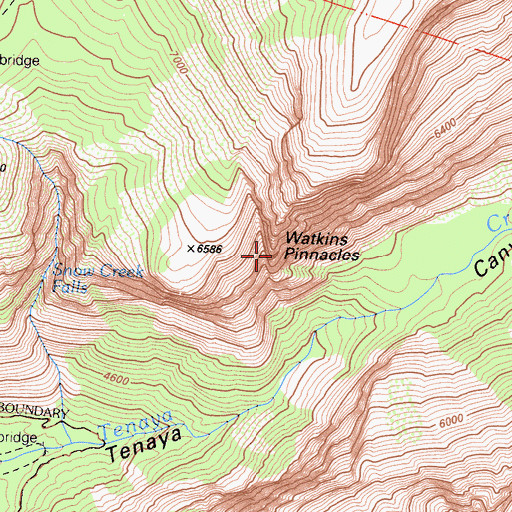 Topographic Map of Watkins Pinnacles, CA