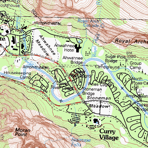 Topographic Map of Upper River Campground, CA