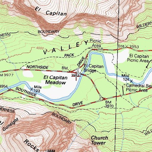 Topographic Map of El Capitan Bridge, CA