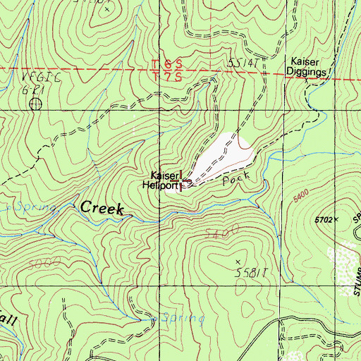 Topographic Map of Kaiser Helispot, CA