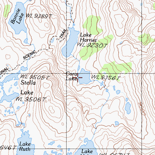 Topographic Map of Cora Lake, CA