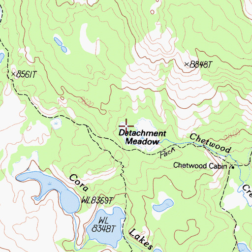 Topographic Map of Detachment Meadow, CA