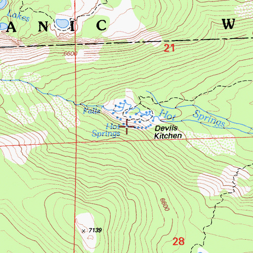 Topographic Map of Devils Kitchen, CA