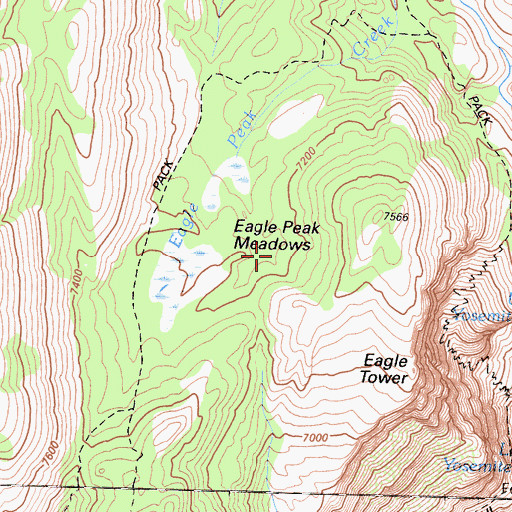 Topographic Map of Eagle Peak Meadows, CA