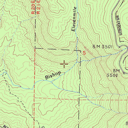 Topographic Map of Elevenmile Creek, CA