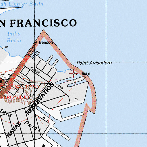 Topographic Map of Point Avisadero, CA
