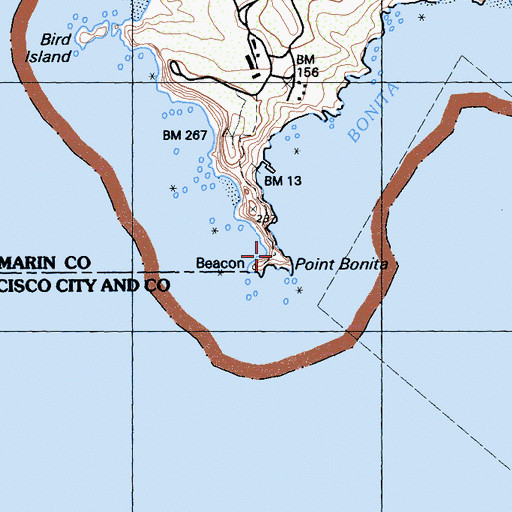 Topographic Map of Point Bonita, CA