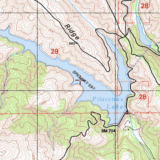 Topographic Map of Pilarcitos Lake, CA