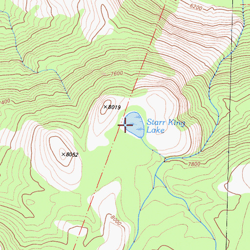 Topographic Map of Starr King Lake, CA