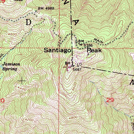 Topographic Map of Santiago Peak, CA