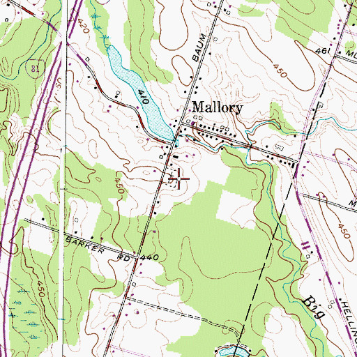 Topographic Map of Pine Grove Cemetery, NY