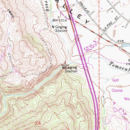 Topographic Map of Temecula Creek, CA