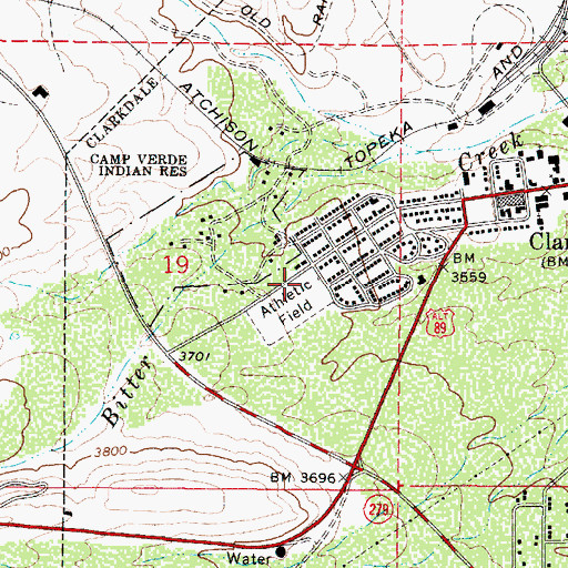Topographic Map of Clarkdale - Jerome School, AZ