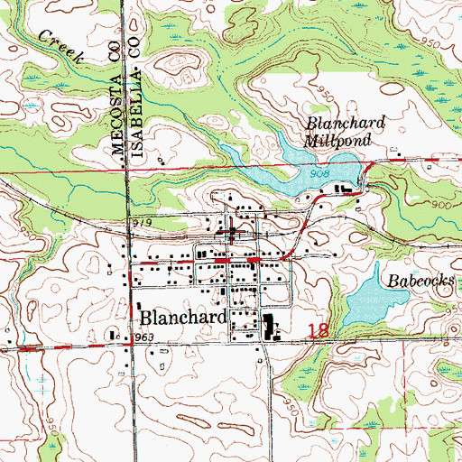Topographic Map of Blanchard Station (historical), MI
