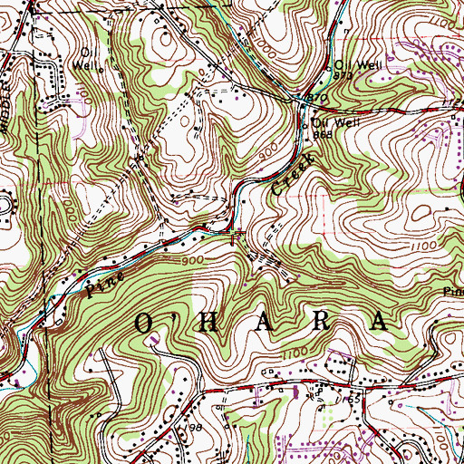 Topographic Map of Coxtown Run, PA