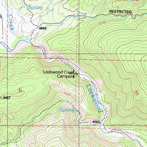 Topographic Map of Lockwood Creek Campsite, CA