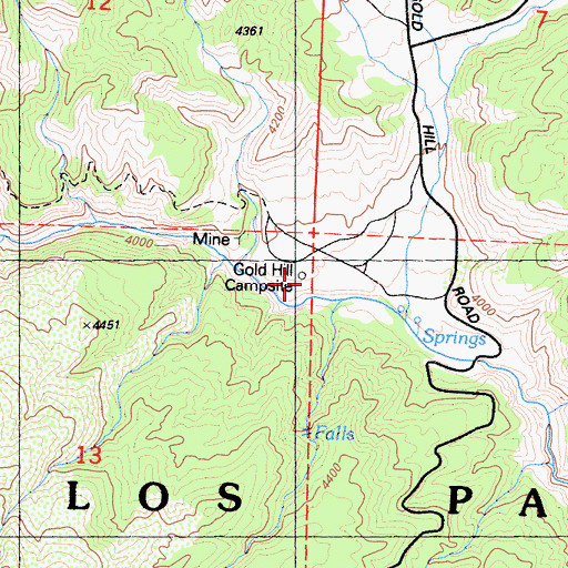 Topographic Map of Gold Hill Campsite, CA