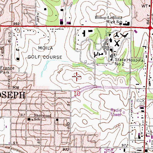 Topographic Map of Hillyard Technical Center, MO